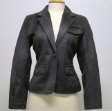 Button Front Blazer Jacket Faux Suede Missy Sizes