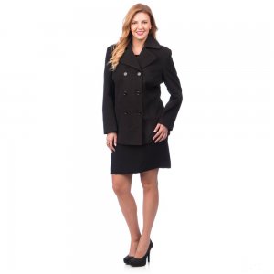 Women Pea Coat Plus Size Black Color