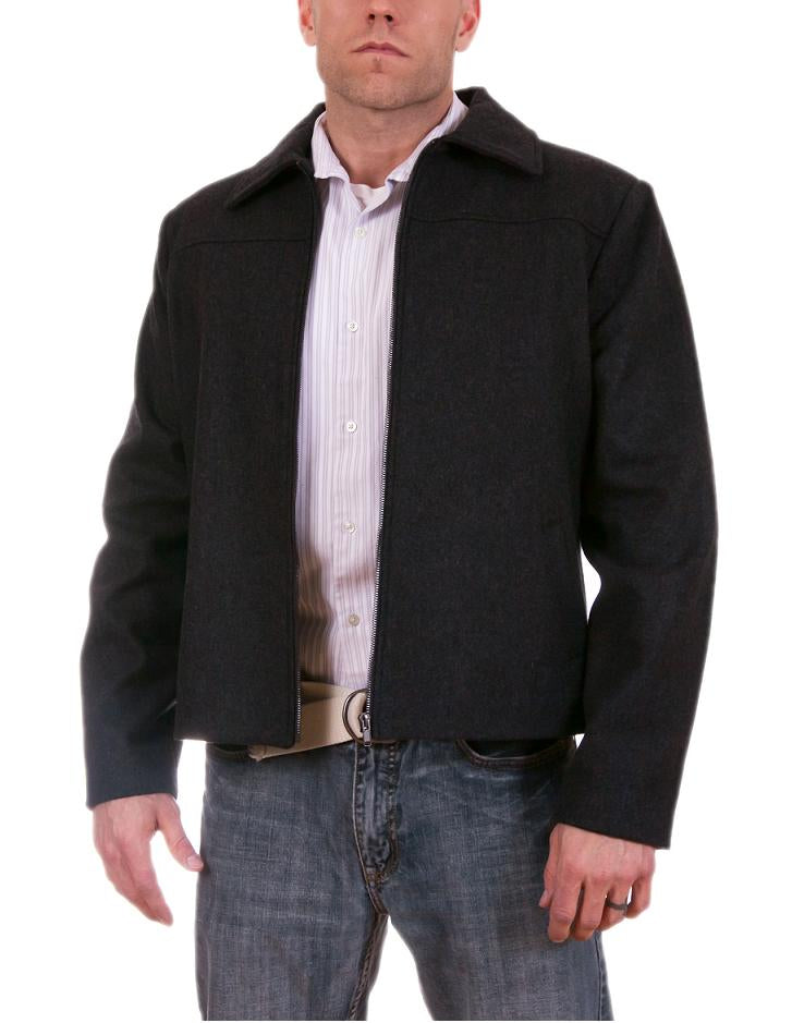 Men wool bomber jacket lightweight w/ zip front closure opened cuffs front pockets Color Ash Gray