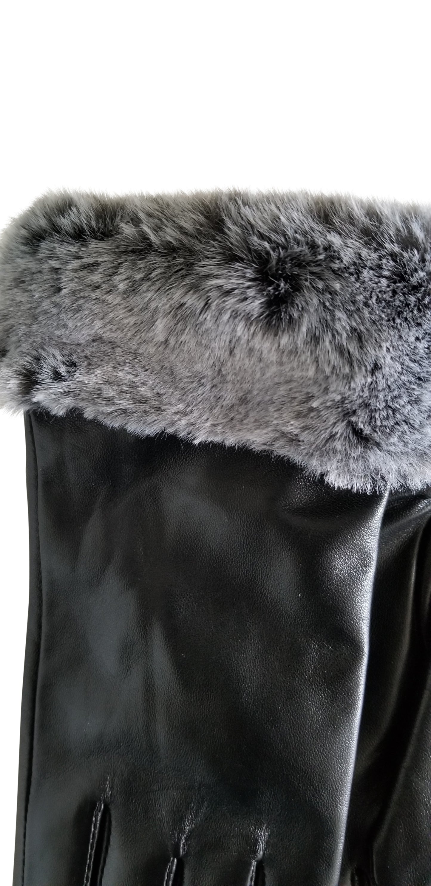 Women Lambskin leather gloves with Fur cuffs