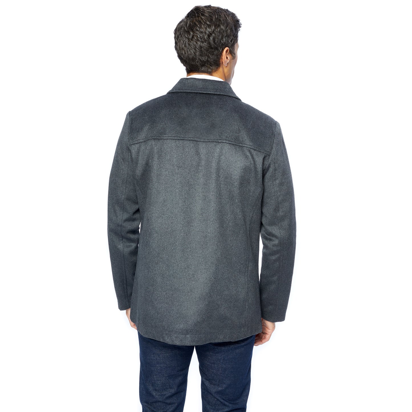 Men Car Coat Single-breasted Stylish Button front Lightweight in a combed Wool