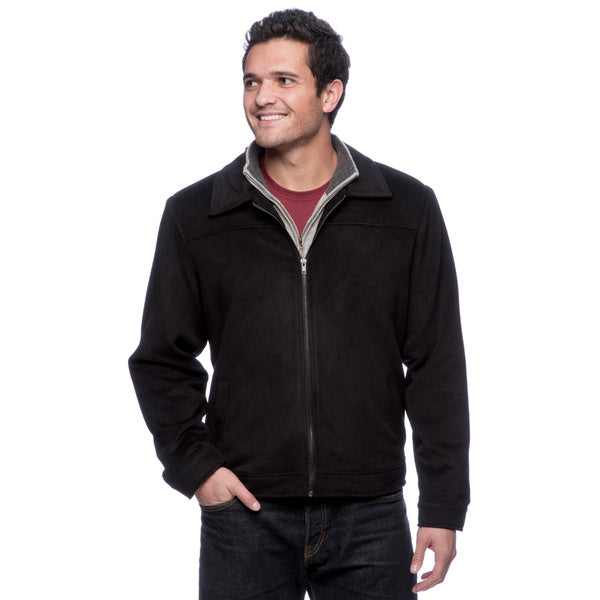 Men bomber jacket lightweight with zipper front closure and button cuffs color black