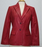 Women Lambskin Leather Blazer Jacket Red Color