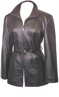 Lambskin Leather Trench Coat Belted