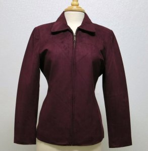 Zip Front Scuba Jacket Faux Suede Missy sizes