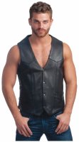 Motorcycle Leather Biker Vest with snap button