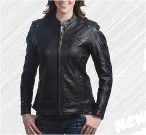 Women Leather Biker Jacket Zip Front
