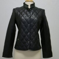 Lambskin Leather Jacket with Diamond Shape Stitching