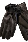 Men lambskin leather gloves with three-stitch design color Black