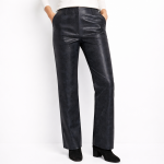 Women leather pants with animal print color Black on Gray