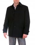 Men Trench Coat Classic Wool Mid weight Jacket, Black