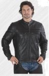 Men Leather Biker Jacket Retro fitted Color Black