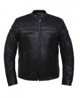 Men Leather Biker Jacket Retro fitted Color Black