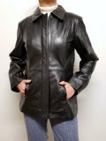 Women Lambskin Leather Jacket Parka Black Color