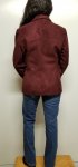 Women Fall Jacket Faux Suede Zip Front Color Burgundy