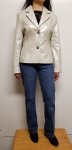 Women Leather Jacket Soft Blazer Moto Off White