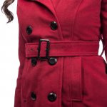 Women Peacoat with Hood Double Breasted Trench Jacket