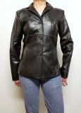 Lambskin Leather Blazer Jacket Button Front Closure