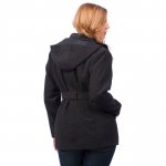 Women Plus Size Coat with Hood and Belt Zip Front Closure