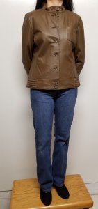 Women Leather Jacket Color Brown
