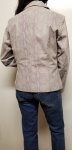 Women Suede Leather Blazer Jacket with Animal Print Color Gray