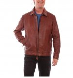 Men Leather Jacket Zip Front Closure Fully Lined