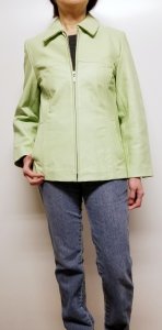 Lambskin Leather Jacket Zip Front Color Patina Green