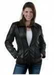 Women Leather Jacket Zip Front Moto Biker Color Black