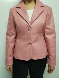Women Lambskin Leather Blazer Jacket Color Lt. Pink