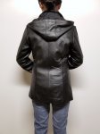 Women Lambskin Leather Parka Jacket w/ Detachable Hood