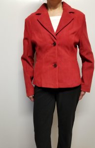 Women Suede Leather Blazer Jacket Color Red