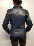 Women's Metallic Leather Blazer Jacket, Colbolt Blue