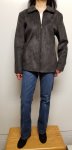 Women Fall Jacket Faux Suede Zip Front Color Gray