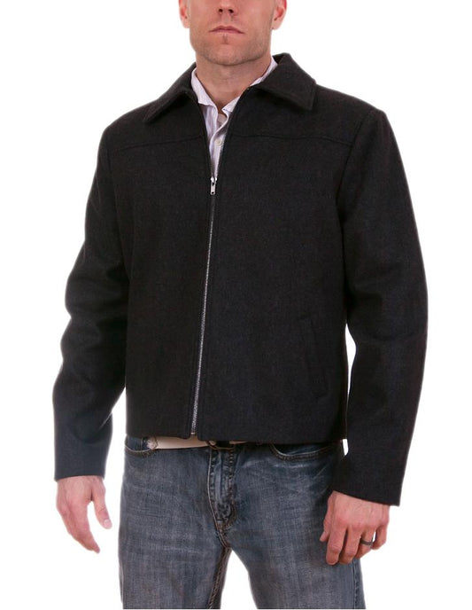 Men wool bomber jacket lightweight w/ zip front closure opened cuffs front pockets Color Ash Gray