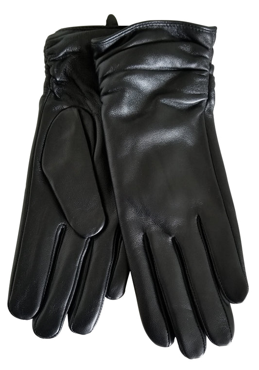 Women Luxury Soft Lambskin leather gloves with extended draped cuffs