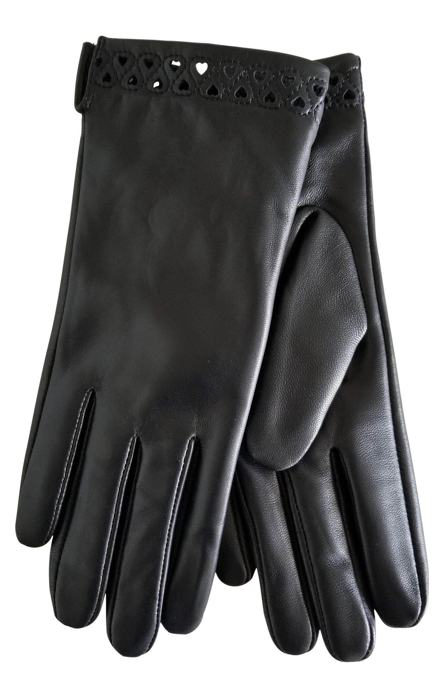 Women Lambskin leather gloves with perforated cuffs
