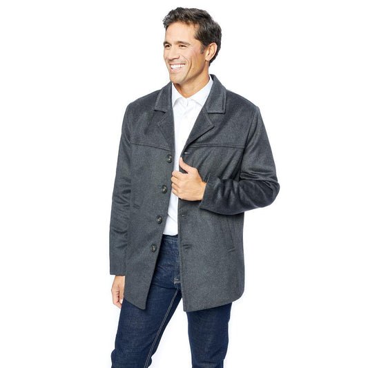 Men Car Coat Single-breasted Stylish Button front Lightweight in a combed Wool
