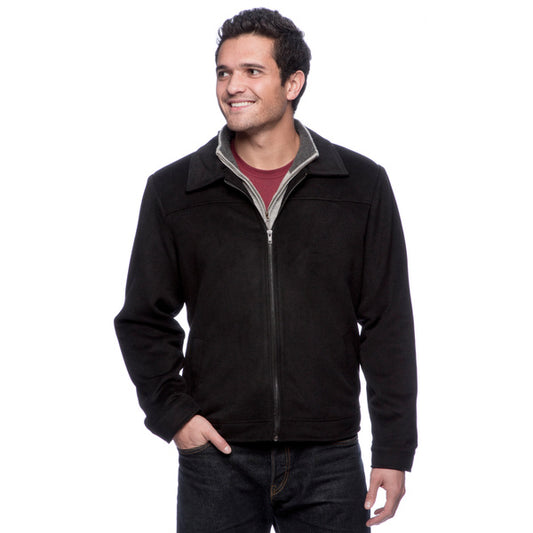 Men bomber jacket lightweight with zipper front closure and button cuffs color black