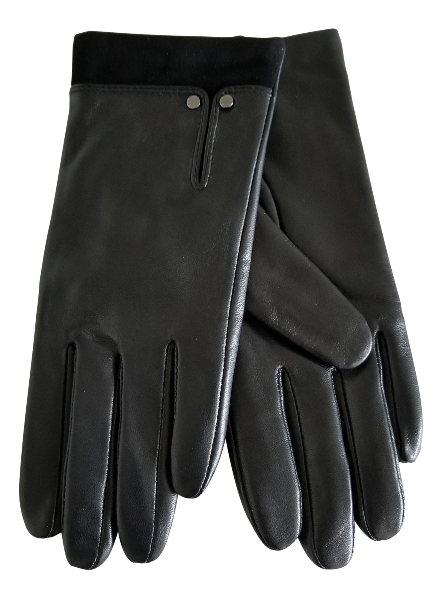 Women Soft Lambskin Luxury leather gloves with extended Suede trim cuffs