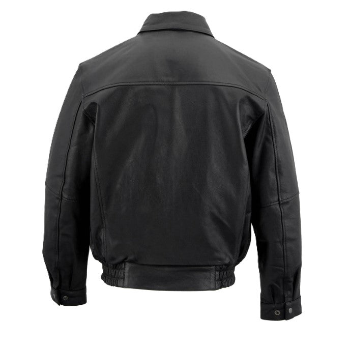 Men Aviator Style Bomber Jacket Genuine Cow Hide Leather Color Black