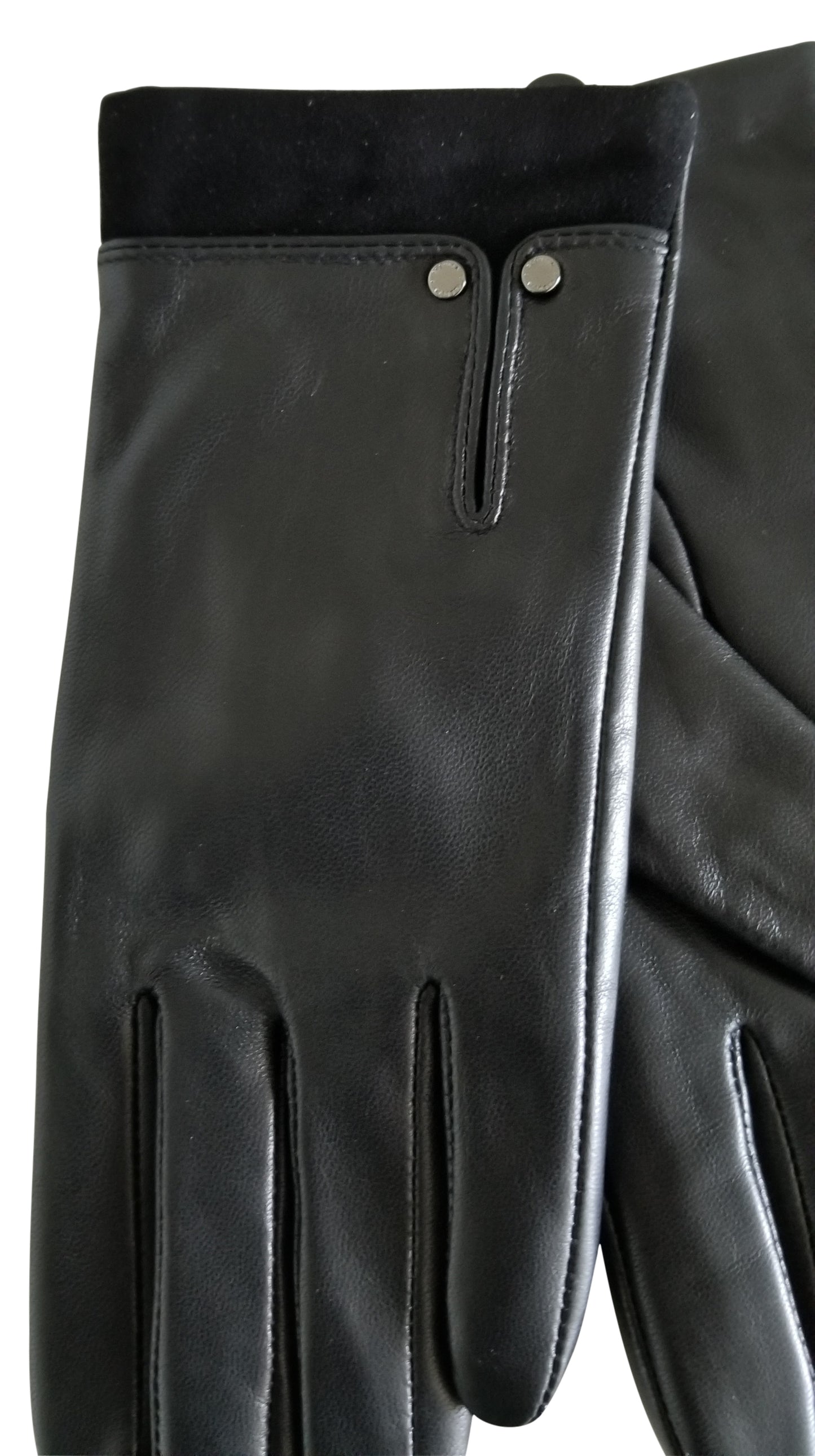 Women Soft Lambskin Luxury leather gloves with extended Suede trim cuffs