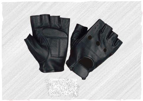 Fingerless Motorcycle Leather Gloves with Gel Palm - Click Image to Close