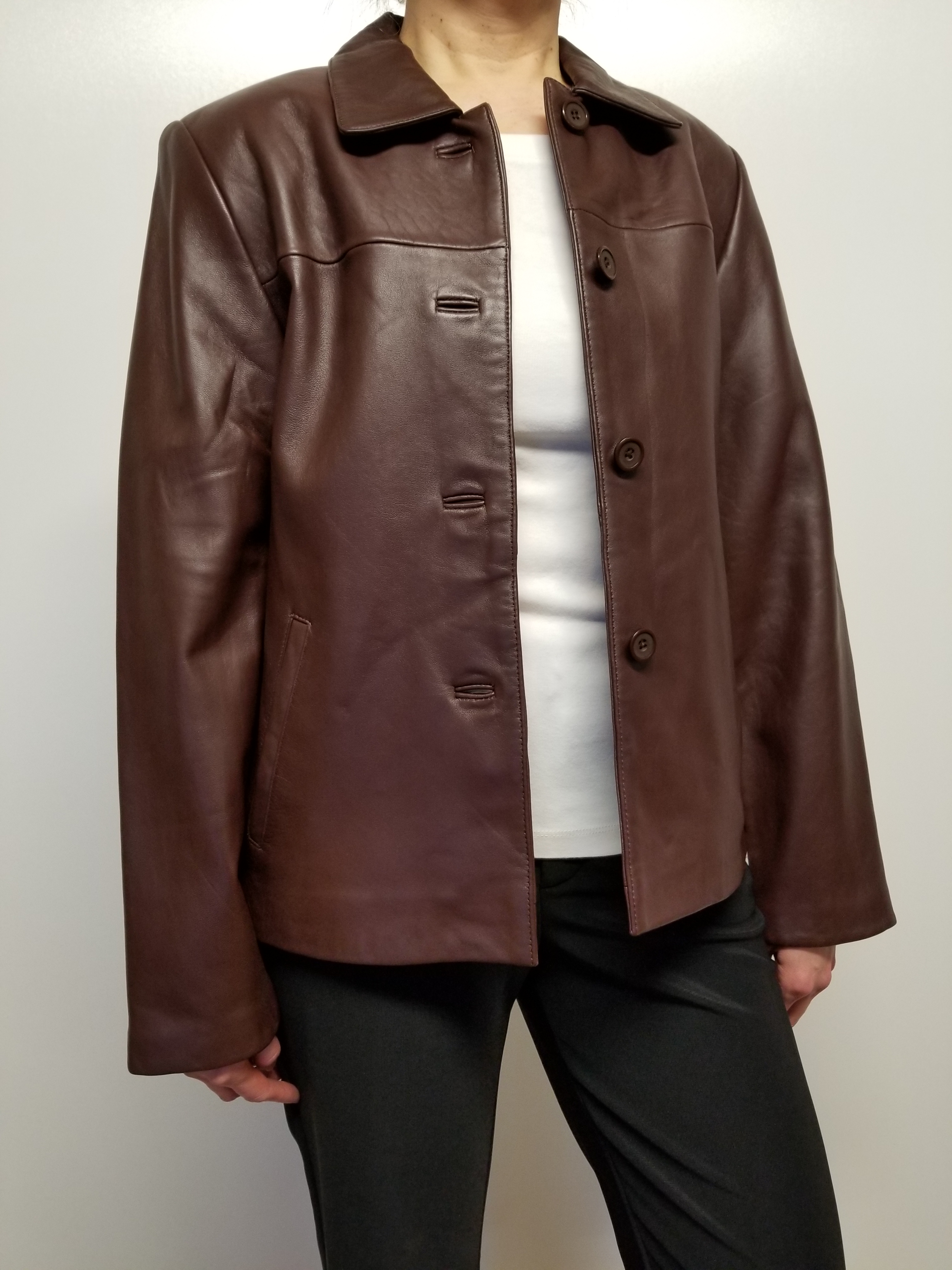 Women Lambskin Leather Jacket Button Front Closure Women Leather Blazer ...